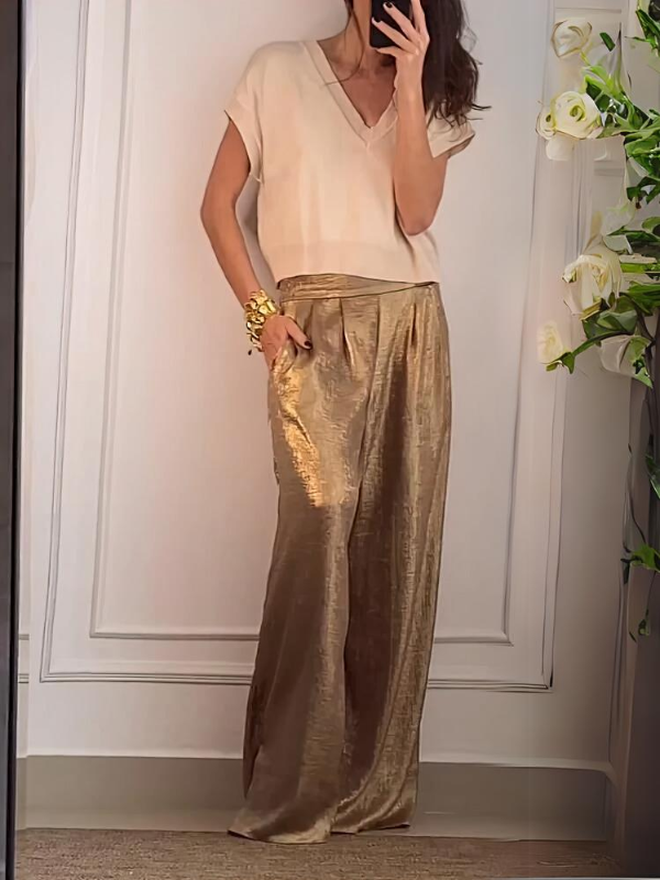 Conjunto elegante de top y pantalón 