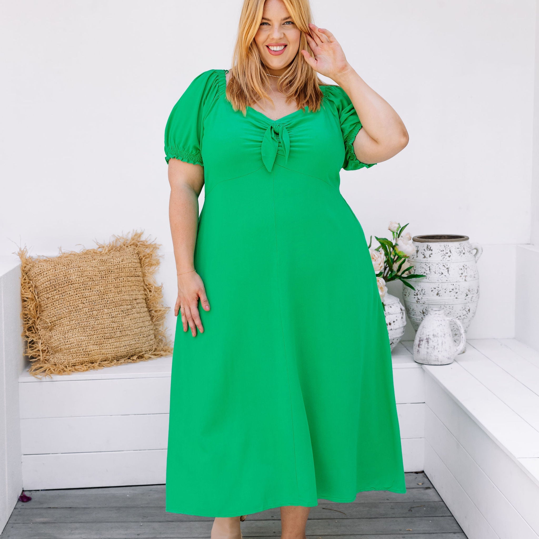 Colette Midi Dress in Green