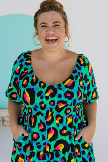 Peri Dress in Neon Leopard by Kasey Rainbow