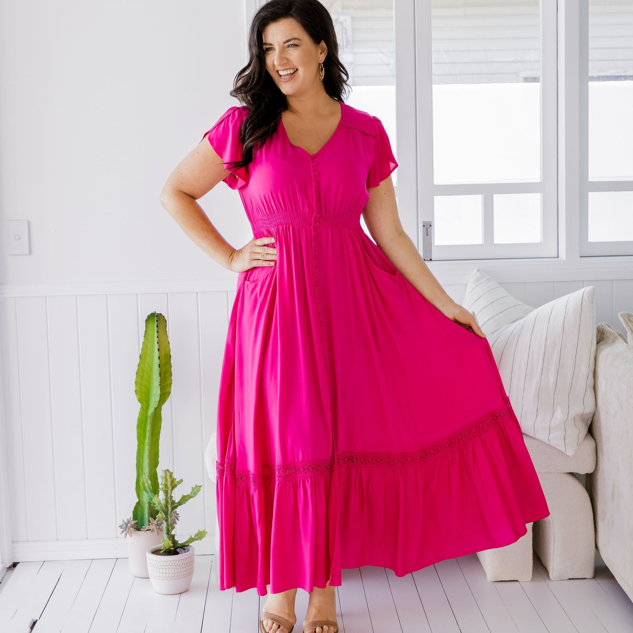 Louisa Fuchsia Maxi Dress