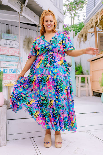 Bonnie Maxi Dress in Kasey Rainbow Electric Leopard